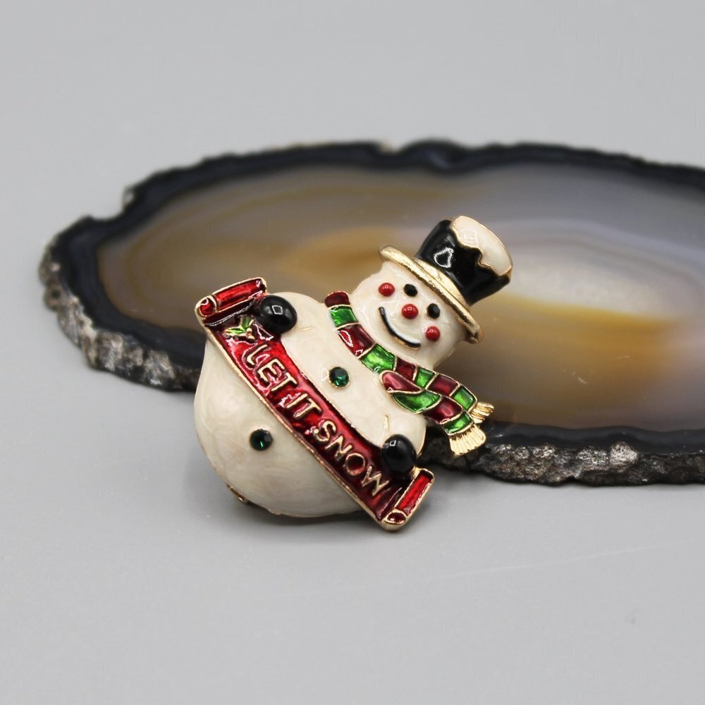 Christmas snowman Holiday pin brooch jewelry brand new fashion gold tone